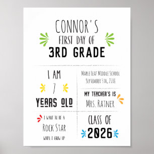 Affiche Panneau pour le premier jour d'école d'un enfant