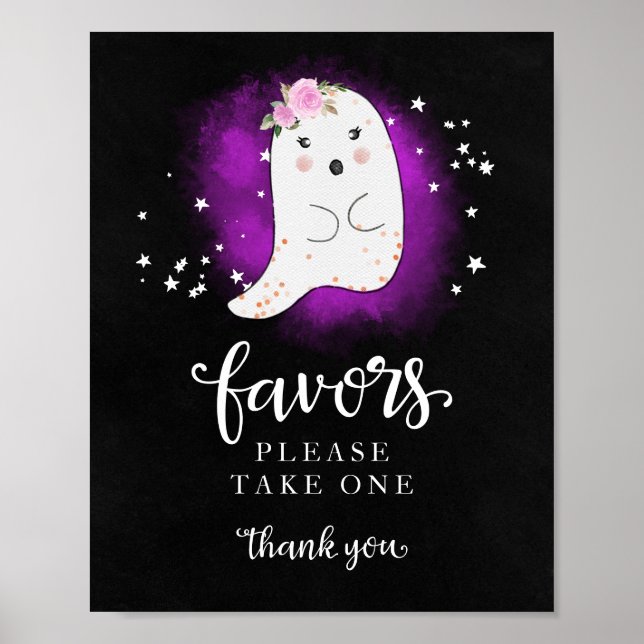 Affiche Panneau pour les Faveurs de Baby Shower d'Hallowee (Devant)