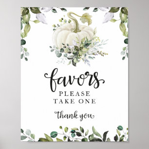 Affiche Panneau pour les Faveurs de Baby Shower Greenery F