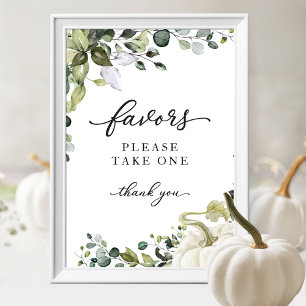 Affiche Panneau pour les Faveurs de Baby Shower Greenery F