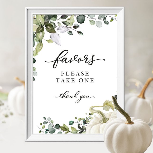 Affiche Panneau pour les Faveurs de Baby Shower Greenery F (Créateur téléchargé)