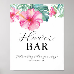 Affiche Panneau pour un bar à fleurs pour une baby shower