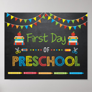Affiche Panneau premier jour de maternelle, Panneau tablea