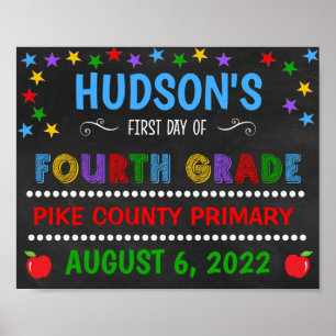Affiche Panneau Premier Jour de Quatrième Année Scolaire T