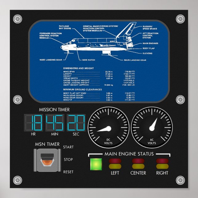 Affiche Panneau principal de la navette spatiale (Devant)