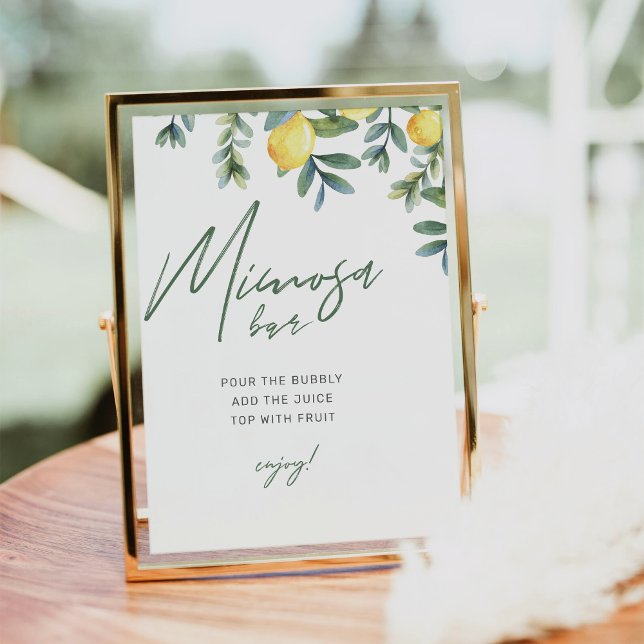 Affiche Panneau principal Fête des mariées citron Squeeze  (lemon mimosa bar sign)