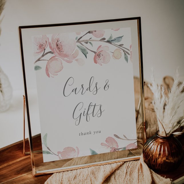 Affiche Panneau Printemps Cerise Fleur Cartes et Cadeaux (Créateur téléchargé)