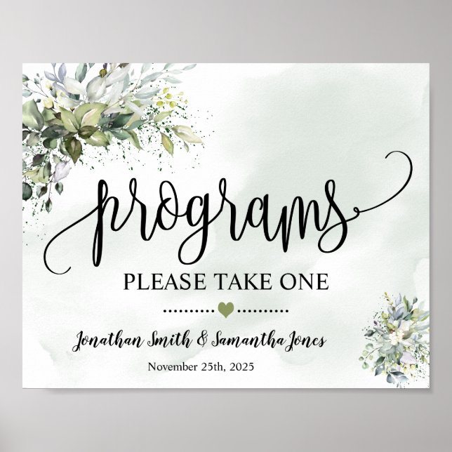 Affiche Panneau Programme Mariage Eucalyptus (Devant)