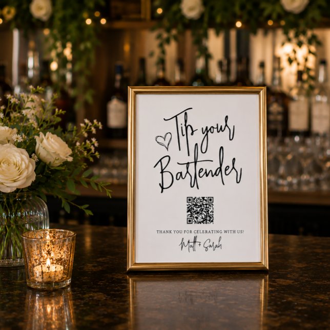 Affiche Panneau QR Code pour Pourboire votre Barman (Créateur téléchargé)