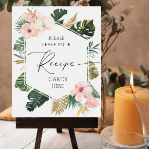 Affiche Panneau Recette Fête des mariées florale tropicale