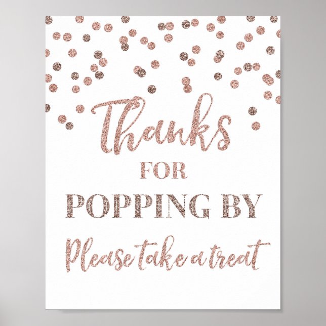 Affiche Panneau Remerciements Confettis Rose Gold (Devant)