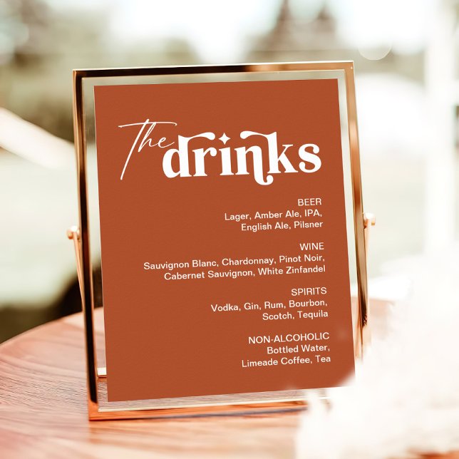 Affiche Panneau Retro Boho Terracotta Mariage Bar (Créateur téléchargé)