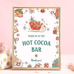 Affiche Panneau rétro Noël Hot Cococa Bar