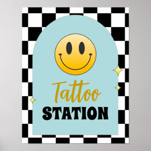 Affiche Panneau Retro One Happy Dude Birthday Tattoo Stati