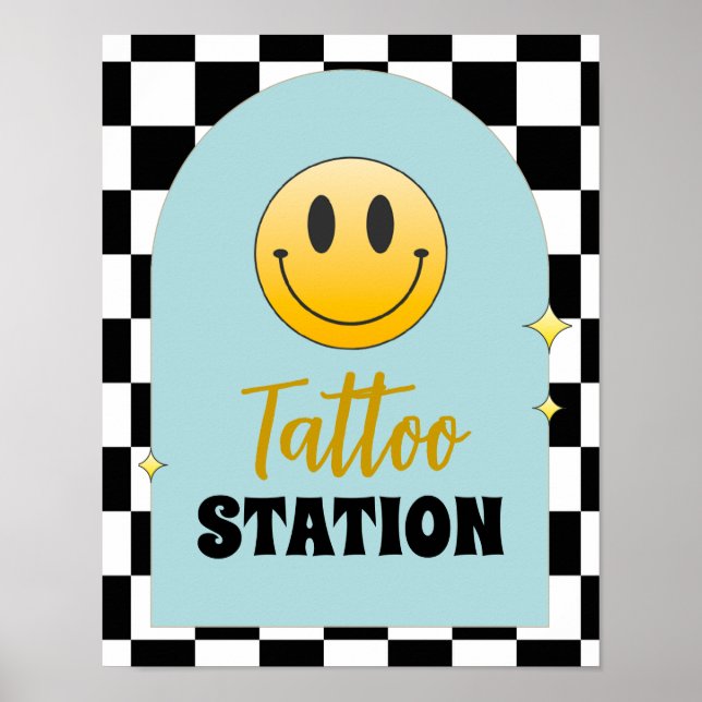 Affiche Panneau Retro One Happy Dude Birthday Tattoo Stati (Devant)