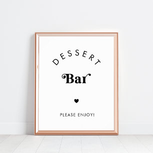 Affiche Panneau rétro Script Dessert Bar Noir Blanc Mariag