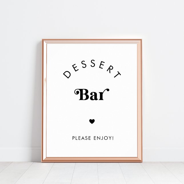 Affiche Panneau rétro Script Dessert Bar Noir Blanc Mariag (Créateur téléchargé)