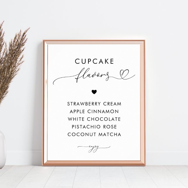 Affiche Panneau Romantique Coeur Mariage Cupcake Flavours (Créateur téléchargé)