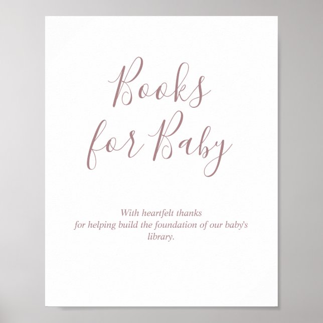Affiche Panneau Rose Gold Books pour Baby Shower (Devant)