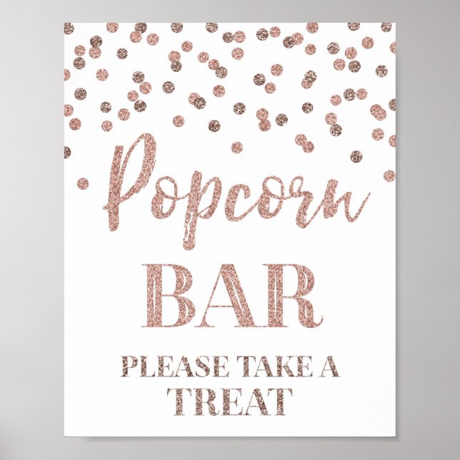 Affiche Panneau rose Gold Confetti Popcorn Bar (Devant)