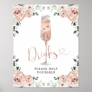 Affiche Panneau Rose rose Dusty Pétales et Prosecco Boisso