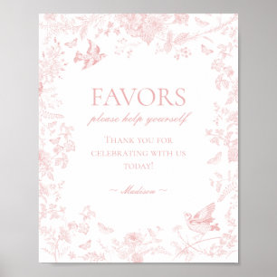Affiche Panneau Rose Toile De Jouy Vintage Fleurs Faveurs