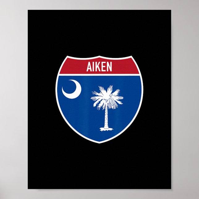 Affiche Panneau routier d'autoroute du drapeau d'Aiken Car (Devant)
