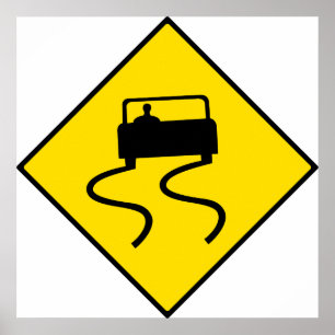 Affiche Panneau routier glissant