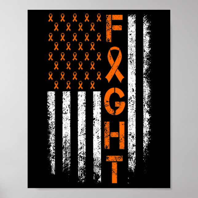 Affiche Panneau ruban orange - Sensibilisation à la leucém (Devant)