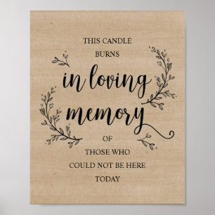 Affiche Panneau Rustic Vines Mariage Memorial (CANDLE)