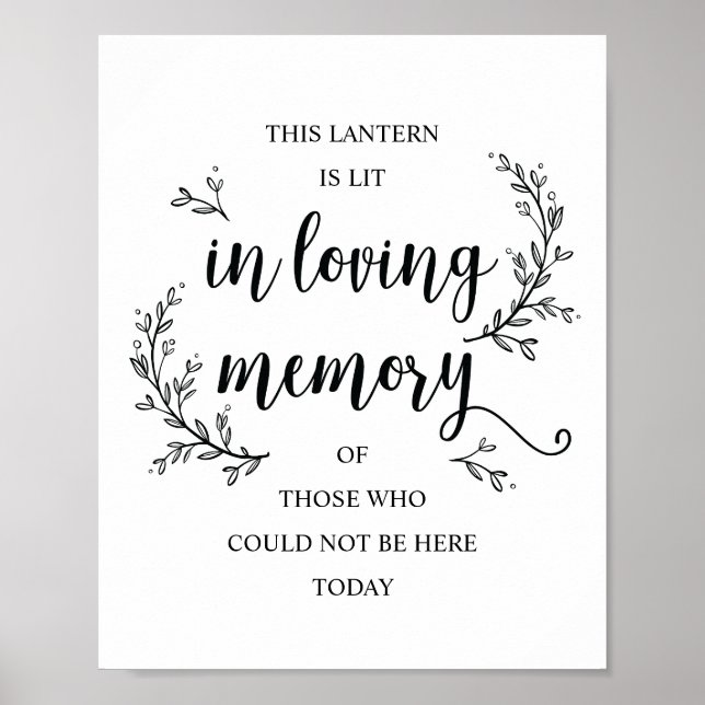 Affiche Panneau Rustic Vines Mariage Memorial (lanterne) (Devant)