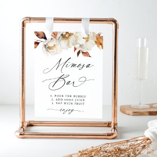 Affiche Panneau Rustique Automne Floral Mariage Mimosa Bar