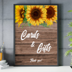 Affiche Panneau Rustique Cartes et cadeaux de tournesol