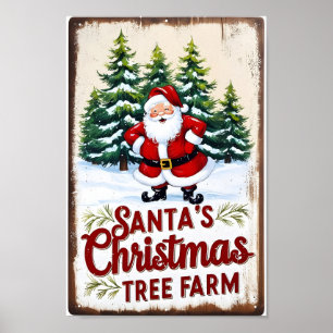 Affiche Panneau rustique de la ferme des sapins de Noël de