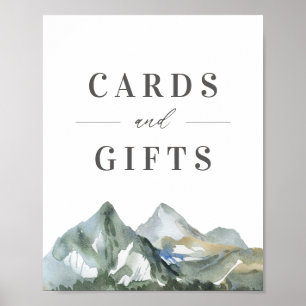 Affiche Panneau Rustique de mariage de montagne Cartes et 