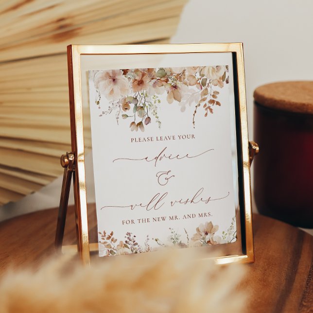 Affiche Panneau Rustique Neutral Boho Floral Conseils et V (Créateur téléchargé)