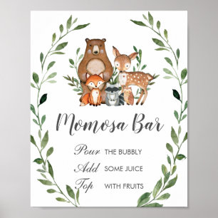Affiche Panneau Rustique Vert Bois Animaux Momosa Bar