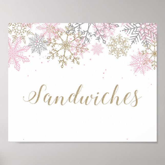Affiche Panneau sandwich Pink Snowflake hiver Onederland (Devant)