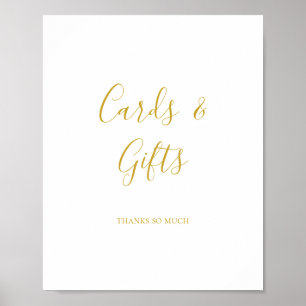 Affiche Panneau simple élégant de cartes et cadeaux en or