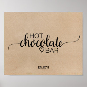 Affiche Panneau Simple Faux Kraft Hot Chocolat Bar