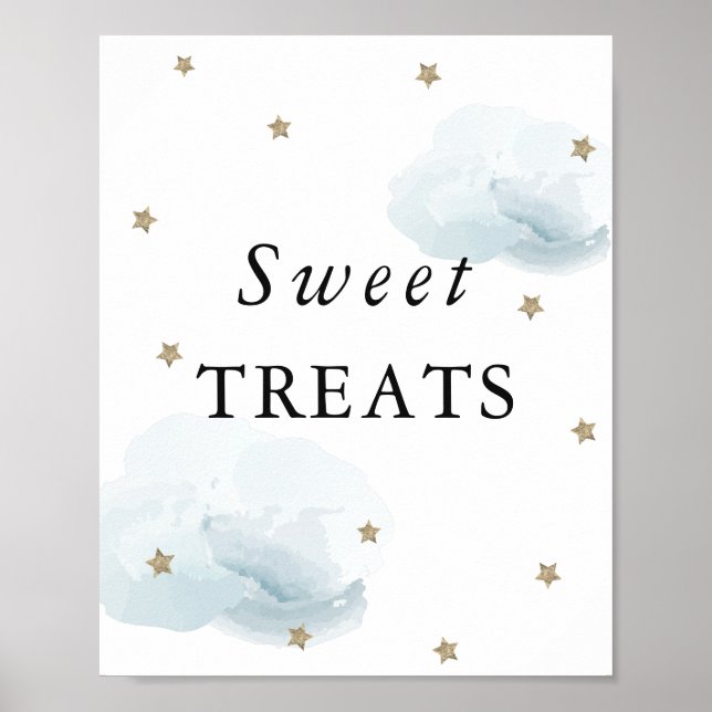 Affiche Panneau Stars & Blue Clouds Baby shower Sweet Trai (Devant)