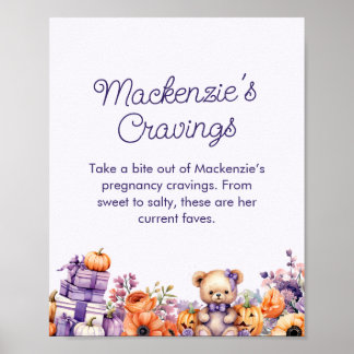 Affiche Panneau Station de Baby shower Citrouille violet