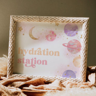 Affiche Panneau Station d'hydratation spatiale pour fille
