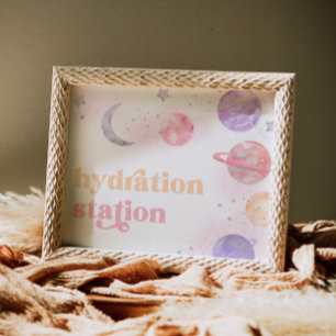 Affiche Panneau Station d'hydratation spatiale pour fille