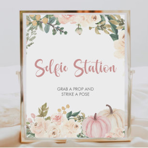 Affiche Panneau Station Selfie Petit Baby shower Citrouill