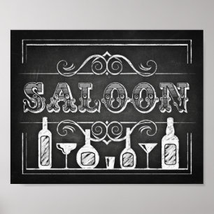 Affiche Panneau Style Chalk / Signe SALOON