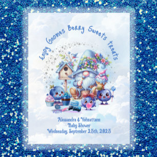Affiche Panneau Table Blueberry Gnome thème Baby shower