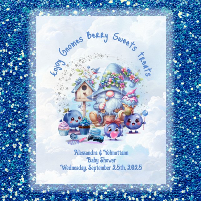 Affiche Panneau Table Blueberry Gnome thème Baby shower (Créateur téléchargé)