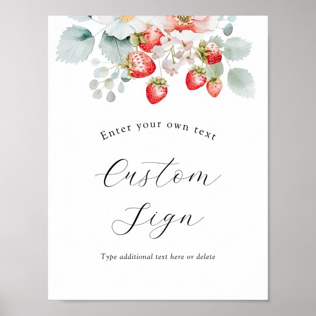 Affiche Panneau texte personnalisé Berry Sweet Strawberry (Devant)