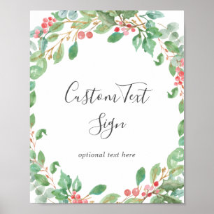 Affiche Panneau texte personnalisé Christmas Greenery & Be